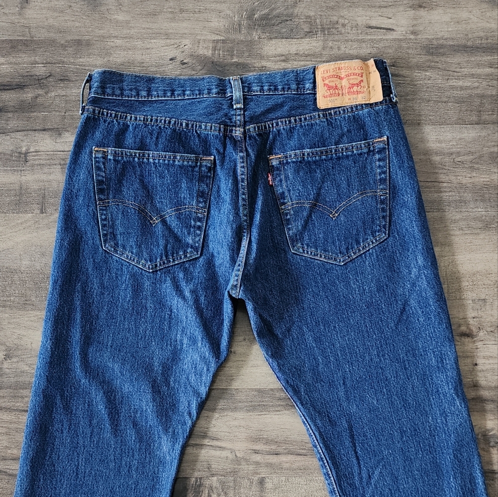 Levi's 501 Original Fit Straight Leg Blue Jeans Men's Size 36 - Picture 8 of 13